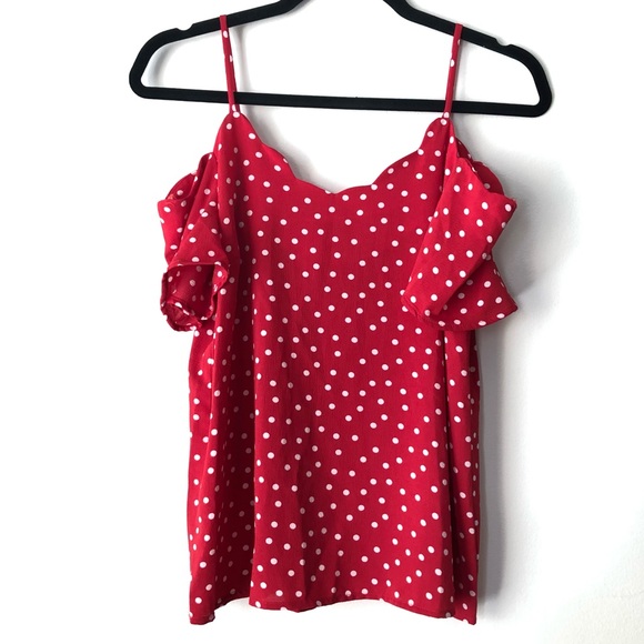Monteau Tops - Monteau Polka Dot Scallop Top